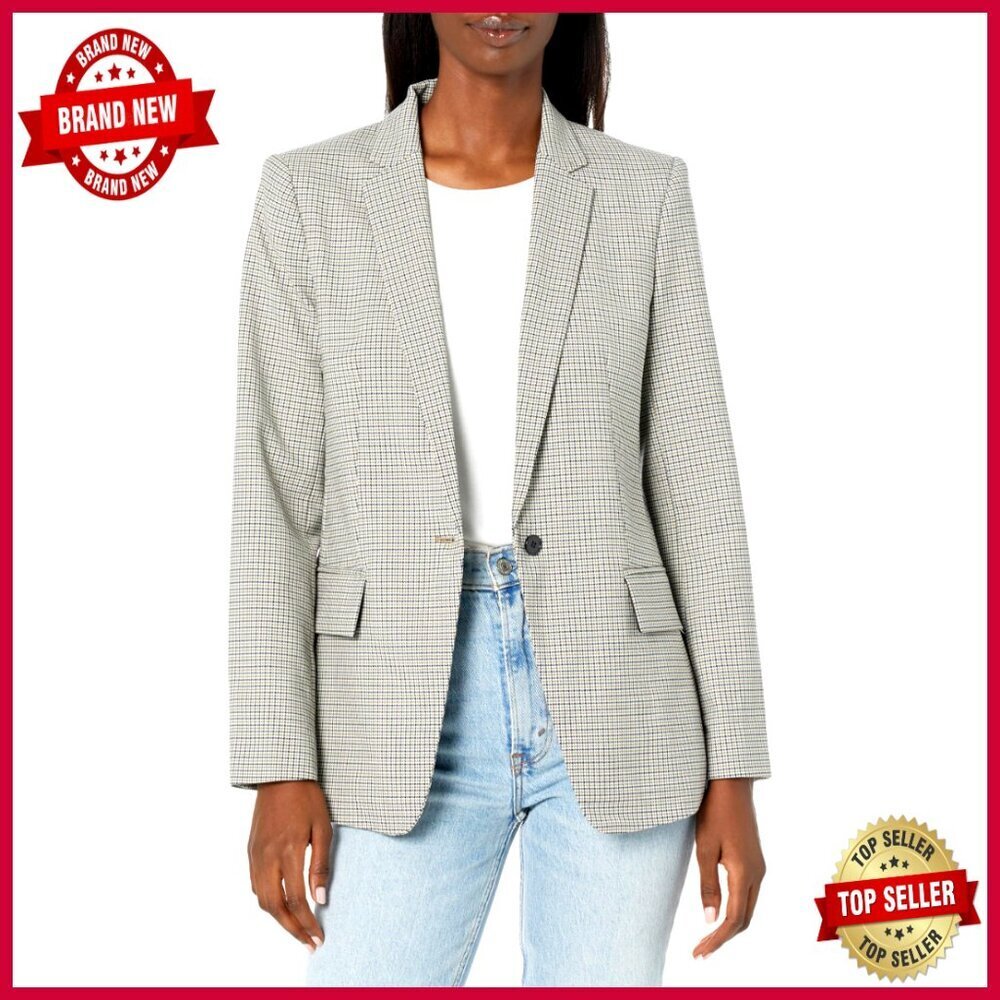 Classic Modern Blazer, Polyester Wool Blend, Button Closure, Short Length